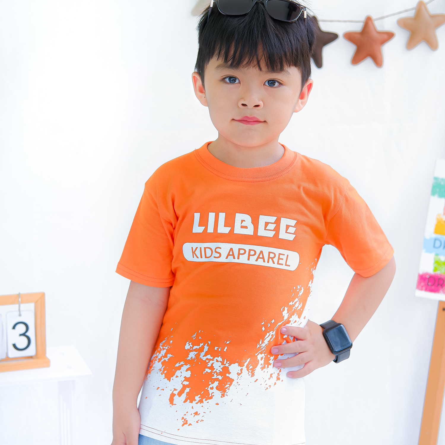1 Atasan Anak Cowo Kaos Anak Laki Laki Semi Fullprint Motif Unik Orange KL 006 - Image 1