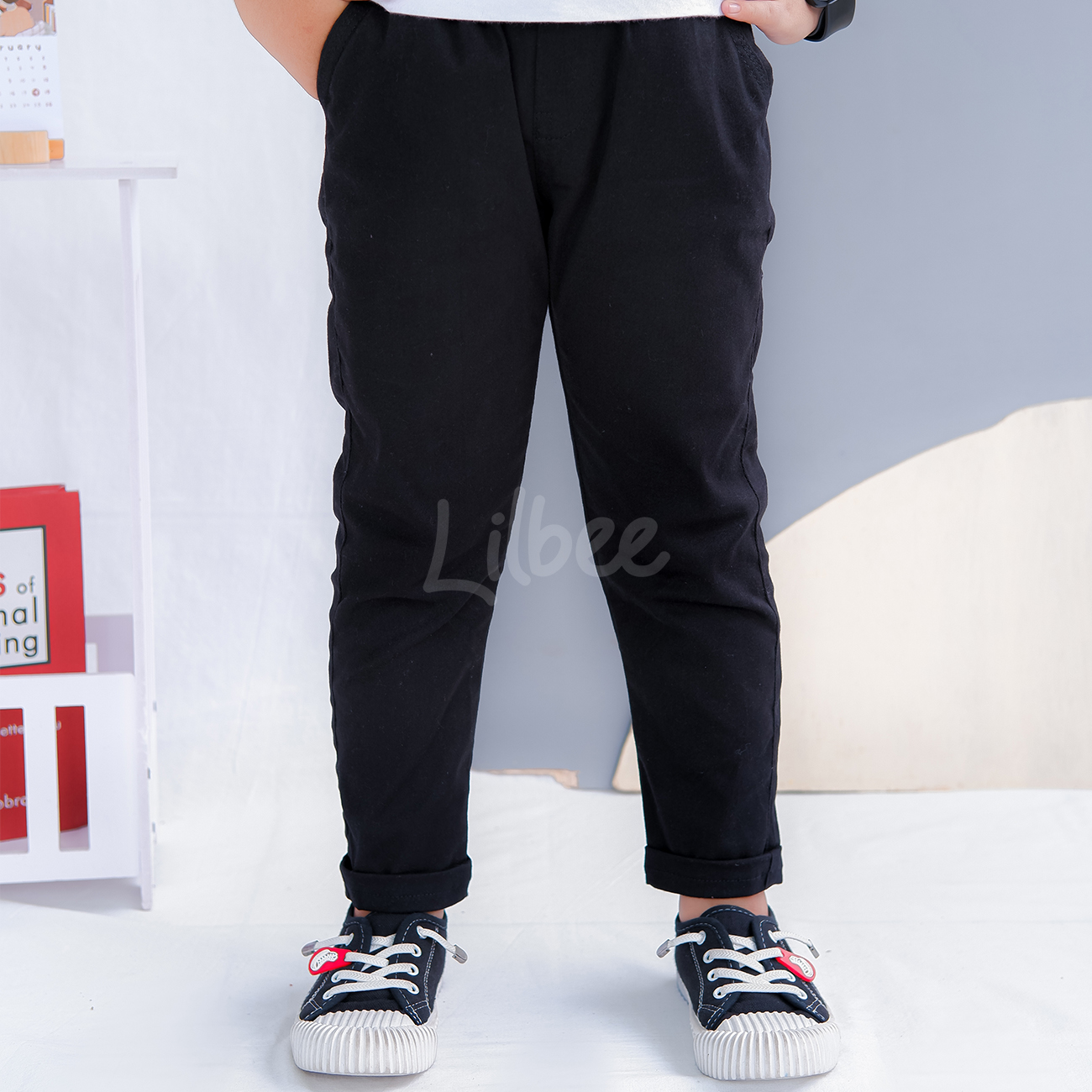 Celana Chino Panjang Anak Laki Laki Hitam Katun Soft Twill Stretch - 1 Celana Chino Panjang Anak Laki Laki Hitam Katun Soft Twill Stretch CT 007 - Image 1